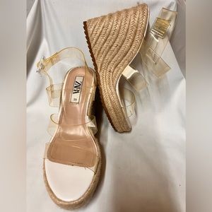 Zara clear espadrille heel, size 8.5.